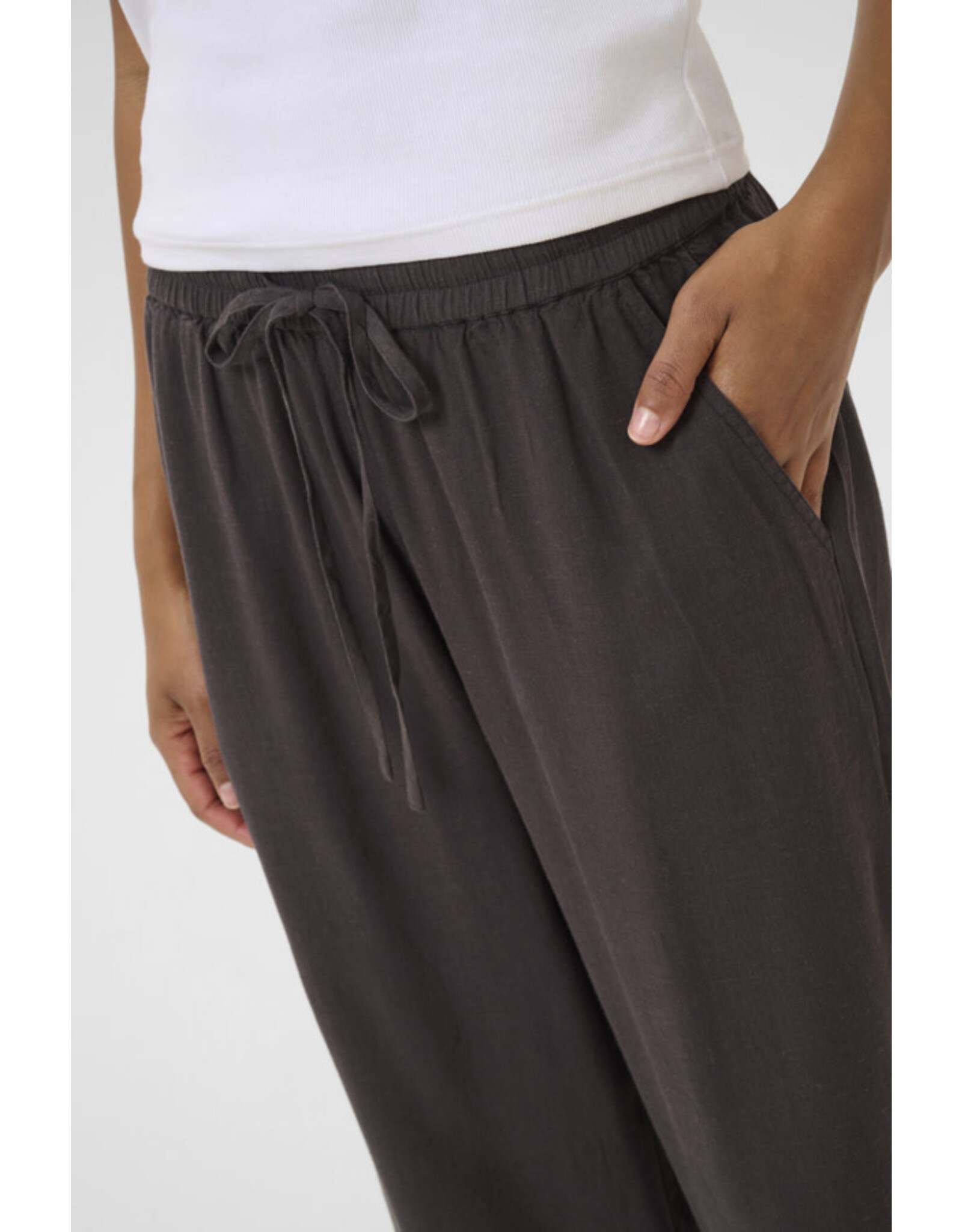 Kaffe Kaffe - Milia Cropped Wide Pants (Black Oyster)