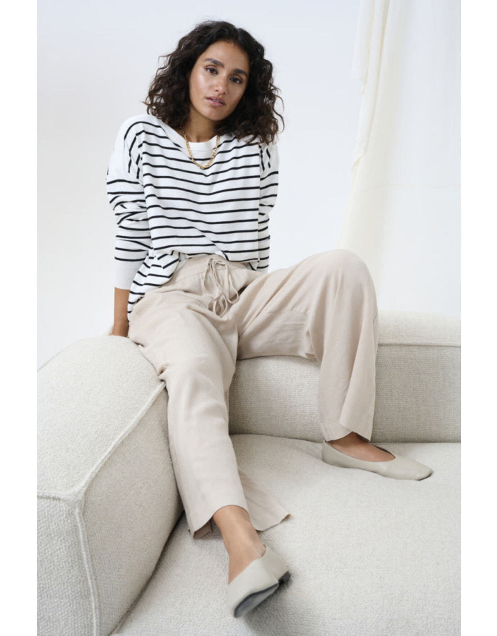 Kaffe Kaffe - Milia Cropped Wide Pants (Feather Grey)