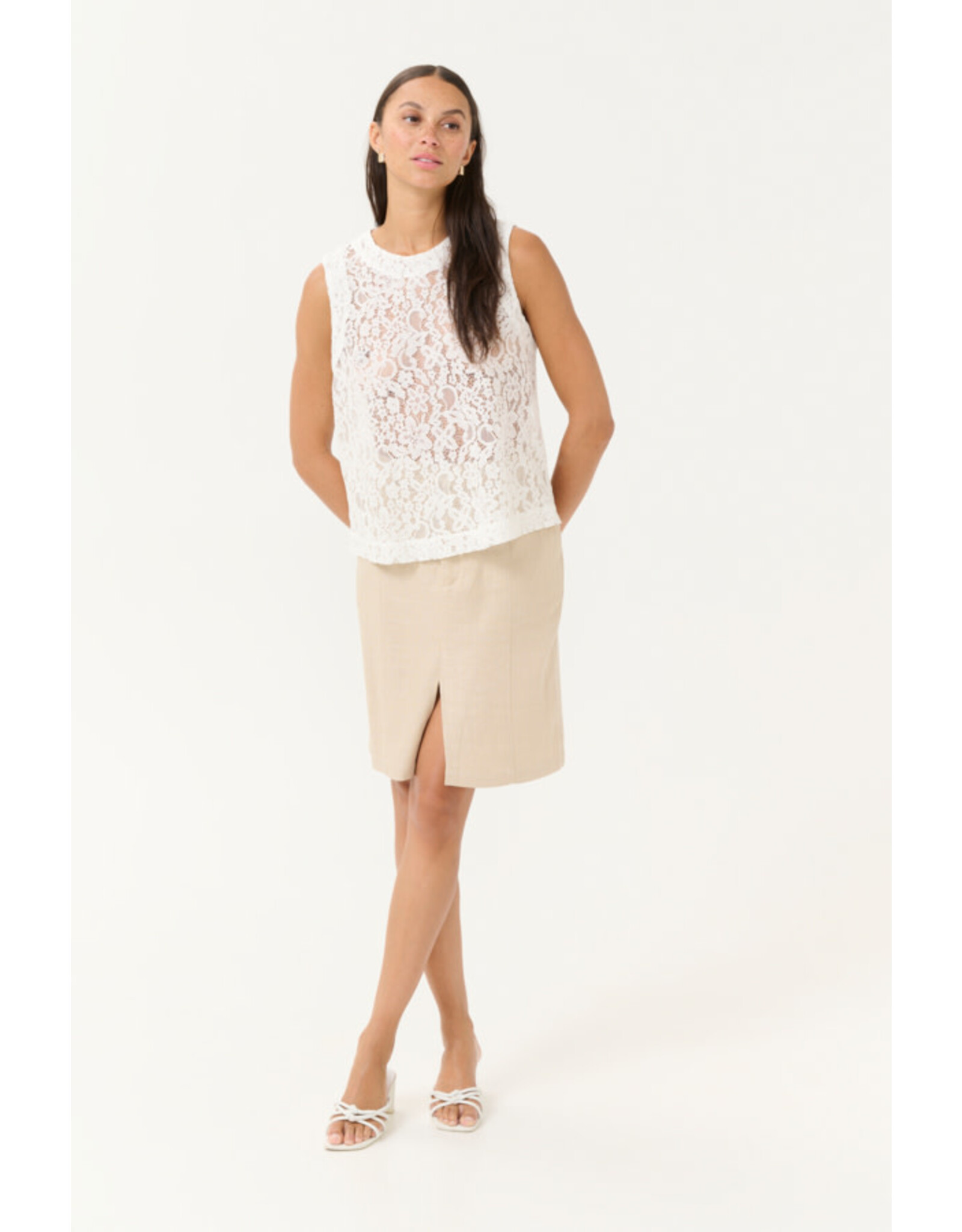 Kaffe Kaffe - Lora Lace Blouse (Chalk)