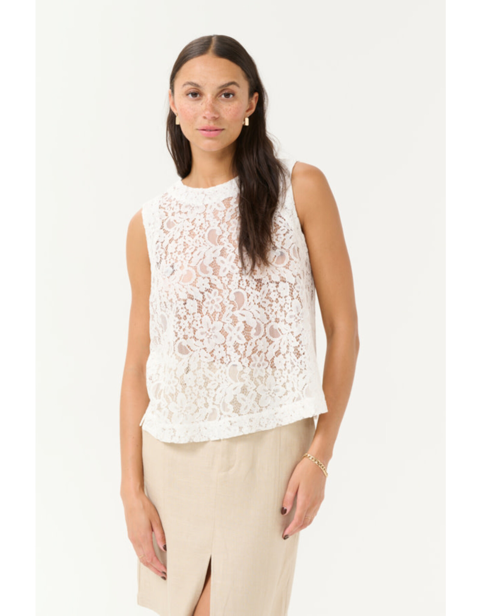 Kaffe Kaffe - Lora Lace Blouse (Chalk)