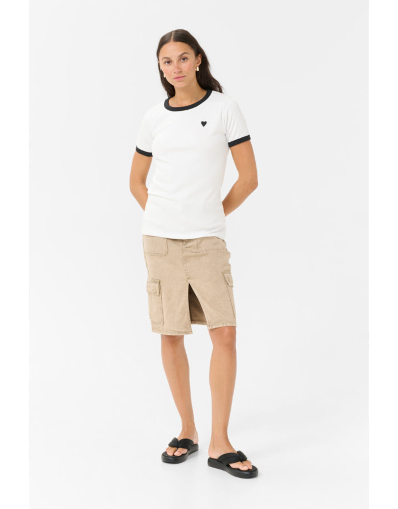 Kaffe Kaffe - Lilian Tee (Chalk / Black Heart)