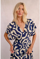 Molly Bracken Molly Bracken - V Neck Long Printed Dress (Navy)