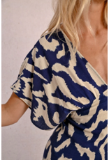 Molly Bracken Molly Bracken - V Neck Long Printed Dress (Navy)
