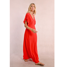 Molly Bracken Molly Bracken - V Neck Long Dress (Red)