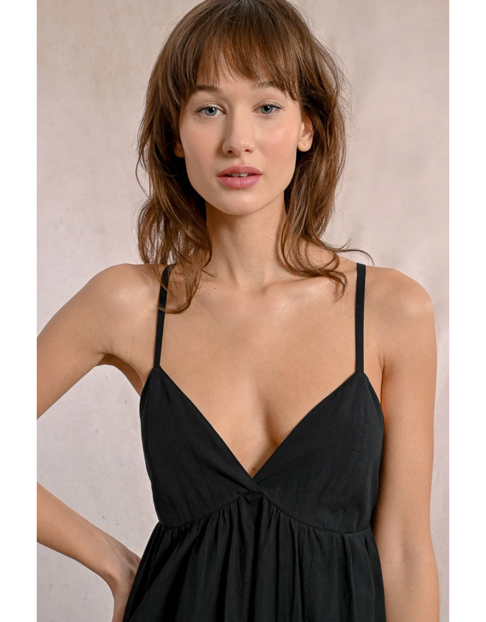Molly Bracken Molly Bracken -  Maxi Dress with Cross Back (Black)