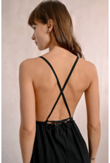 Molly Bracken Molly Bracken -  Maxi Dress with Cross Back (Black)