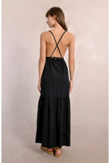 Molly Bracken Molly Bracken -  Maxi Dress with Cross Back (Black)