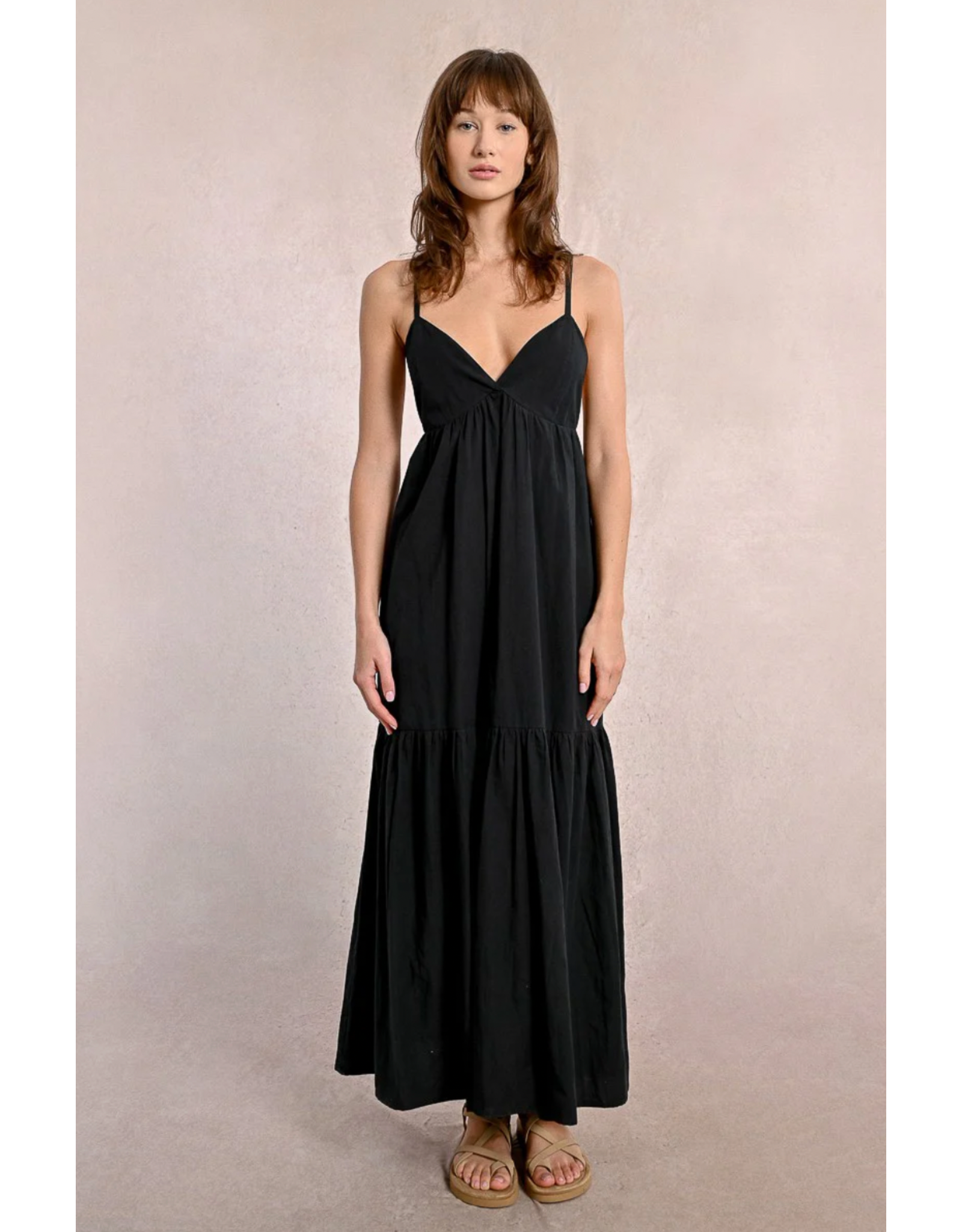 Molly Bracken Molly Bracken -  Maxi Dress with Cross Back (Black)