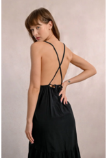 Molly Bracken Molly Bracken -  Maxi Dress with Cross Back (Black)