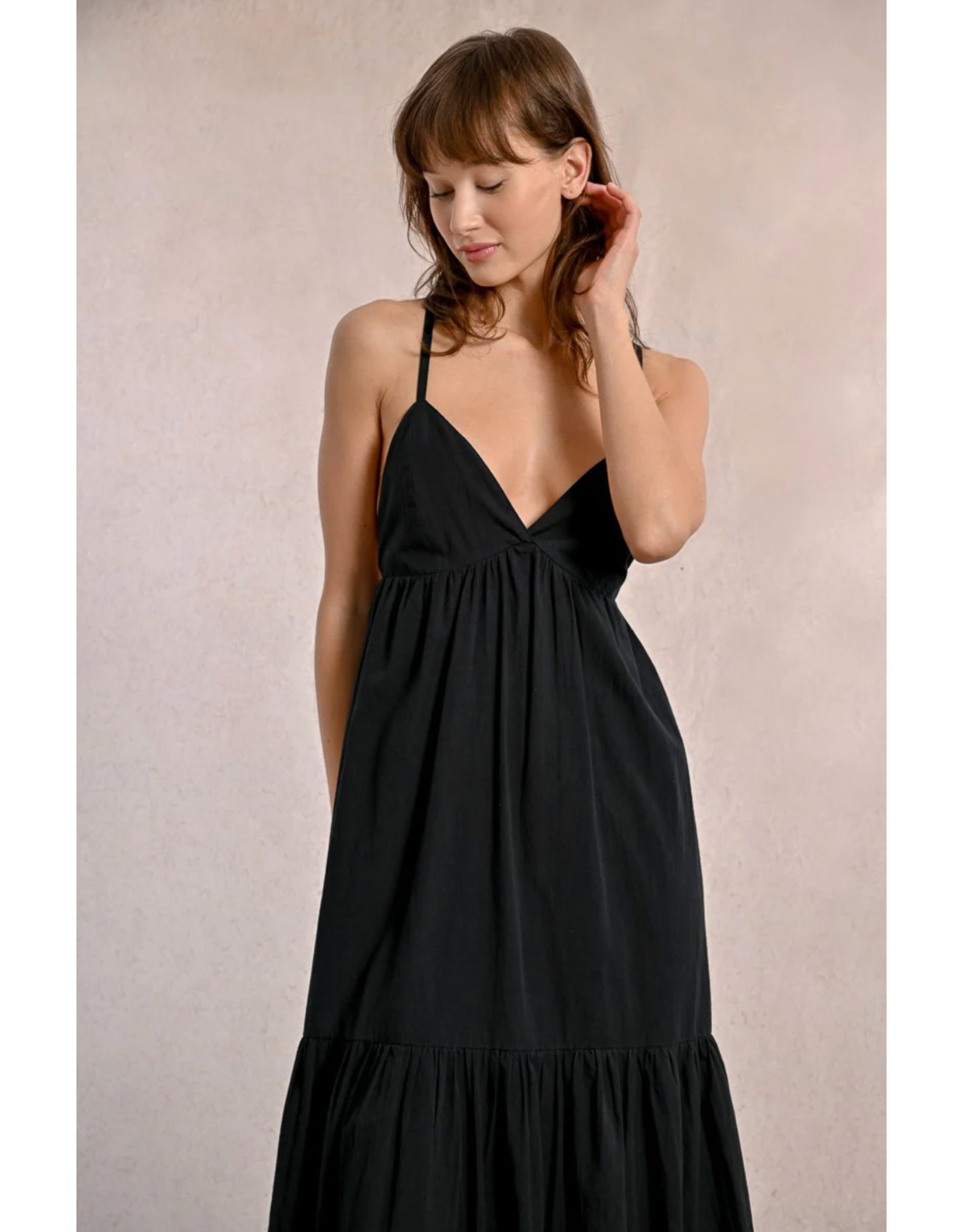 Molly Bracken Molly Bracken -  Maxi Dress with Cross Back (Black)