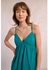 Molly Bracken Molly Bracken -  Maxi Dress with Cross Back (Emerald Green)