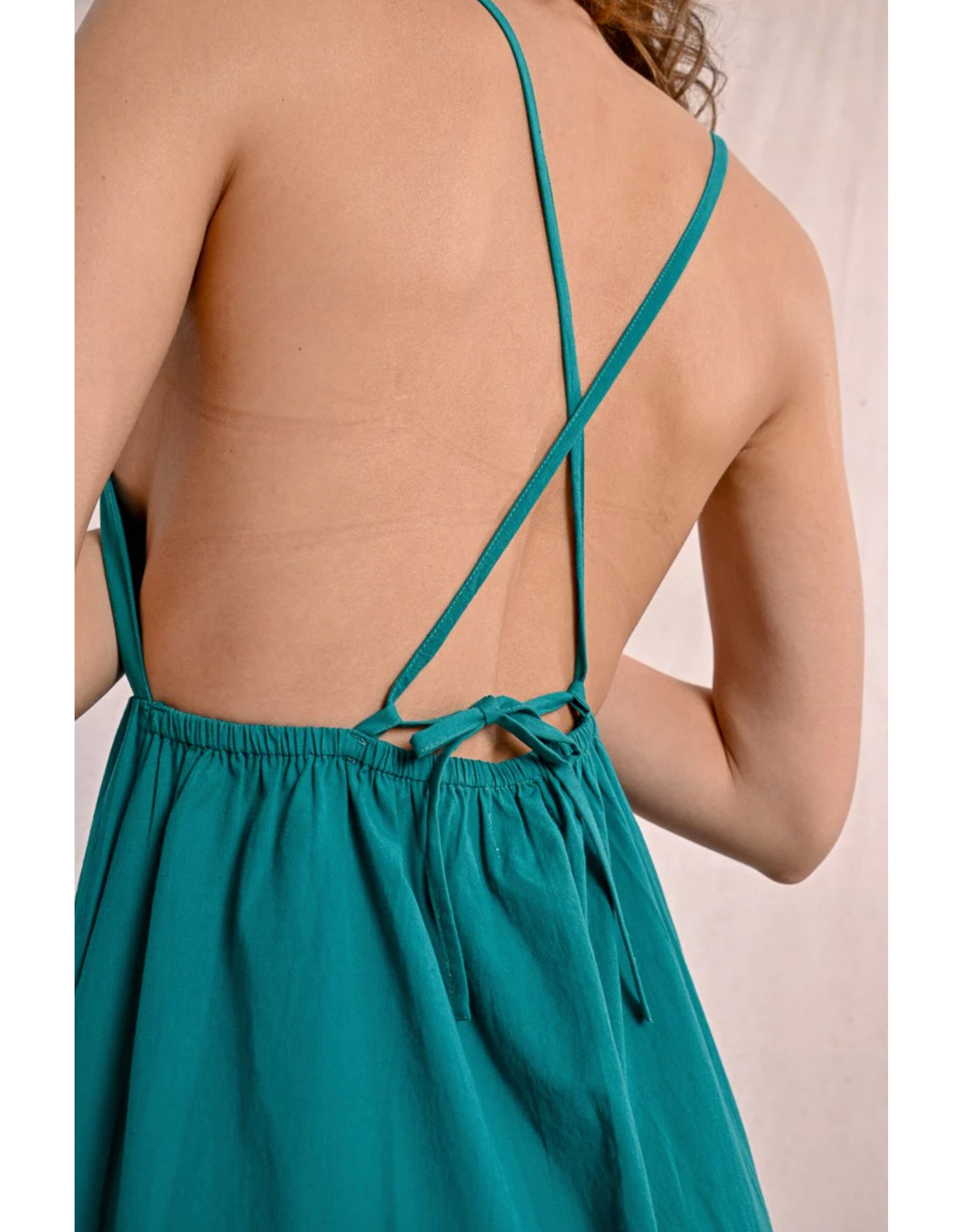 Molly Bracken Molly Bracken -  Maxi Dress with Cross Back (Emerald Green)