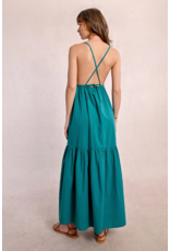 Molly Bracken Molly Bracken -  Maxi Dress with Cross Back (Emerald Green)
