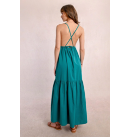 Molly Bracken Molly Bracken -  Maxi Dress with Cross Back (Emerald Green)