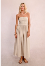 Molly Bracken Molly Bracken -  Strapless Smocked Dress (Beige)