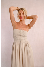 Molly Bracken Molly Bracken -  Strapless Smocked Dress (Beige)