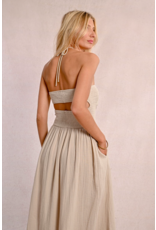 Molly Bracken Molly Bracken -  Strapless Smocked Dress (Beige)