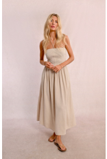 Molly Bracken Molly Bracken -  Strapless Smocked Dress (Beige)