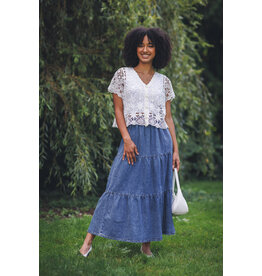 Papillon Papillon - Short Sleeve Crochet Cardigan (White)