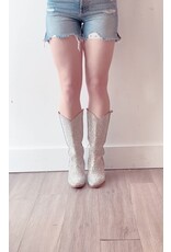 Let's See Style Alice 12 knee height rhinestone western boot (Silver)