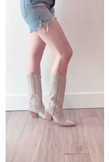 Let's See Style Alice 12 knee height rhinestone western boot (Silver)