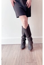 Let's See Style Alice 15 extended knee height rhinestone western boot (Black)