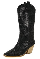 Let's See Style Alice 15 extended knee height rhinestone western boot (Black)