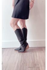 Let's See Style Alice 15 extended knee height rhinestone western boot (Black)