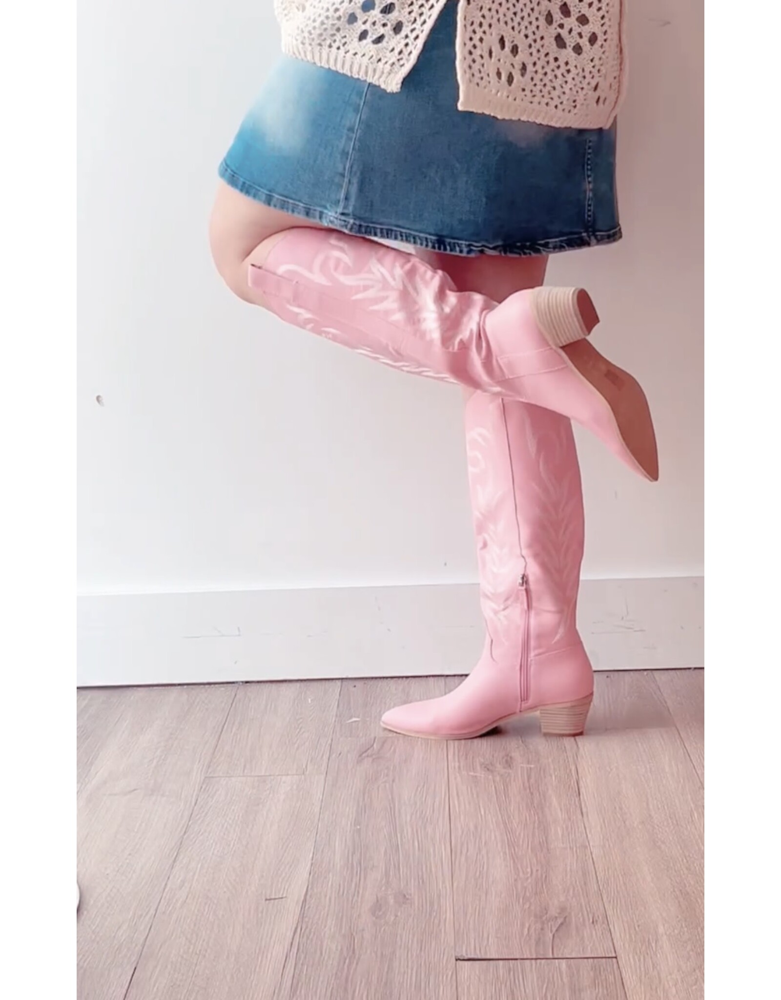 Let's See Style Inlay western boot (pink)