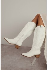Let's See Style Inlay western boot (White)