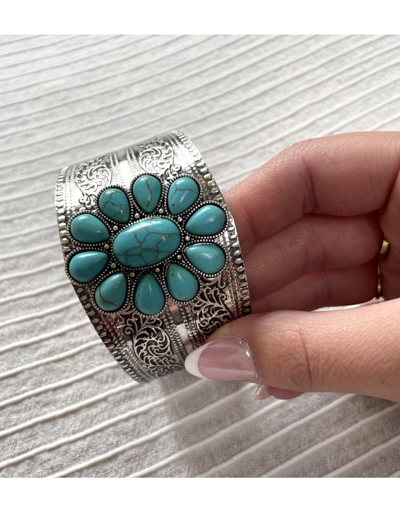 Blandice Western concho gemstone flower cuff