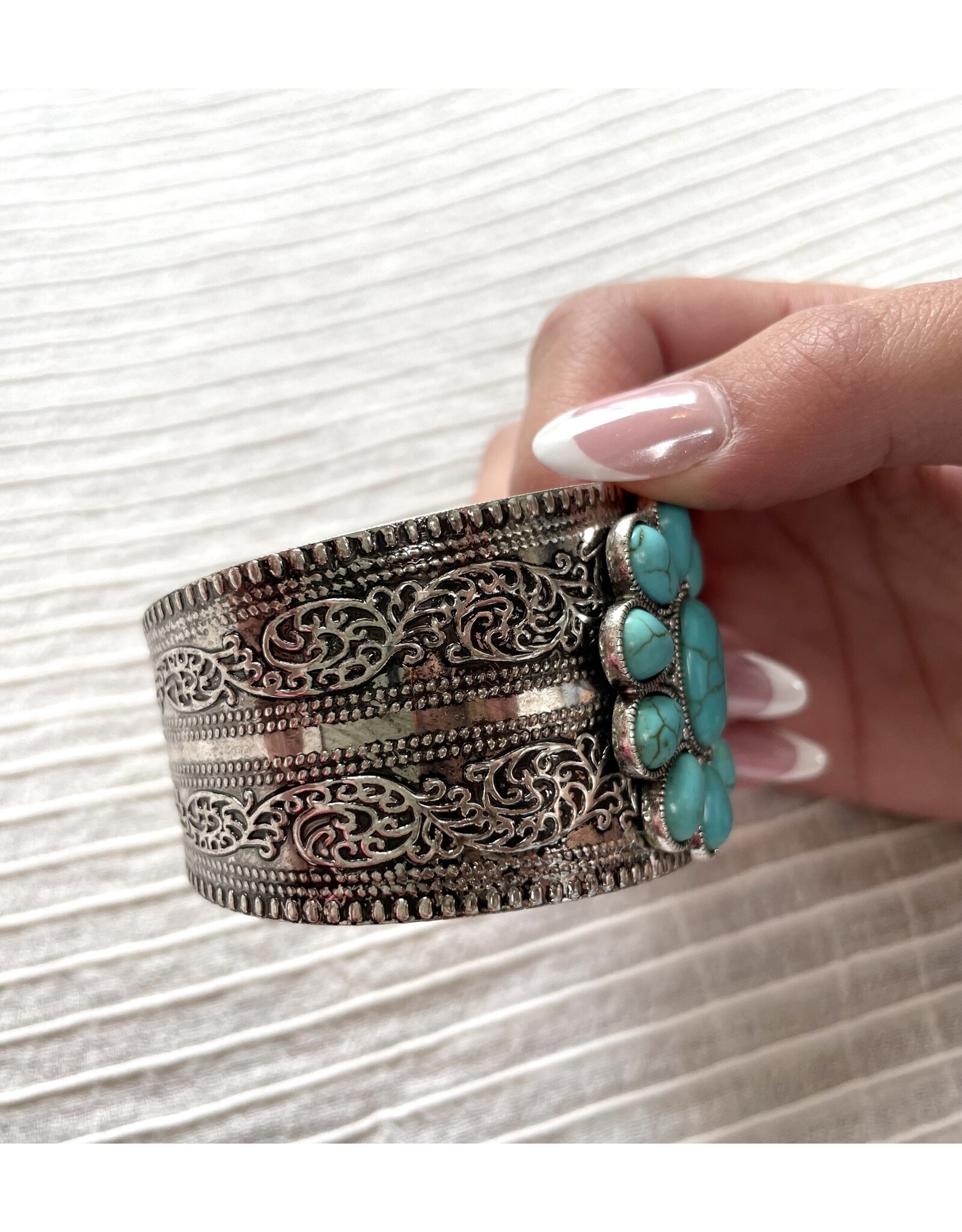 Blandice Western concho gemstone flower cuff