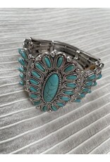 Blandice Turquoise oval cluster stretch bracelet