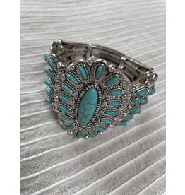 Blandice Turquoise oval cluster stretch bracelet