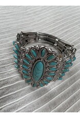 Blandice Turquoise oval cluster stretch bracelet