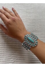Blandice Turquoise oval cluster stretch bracelet