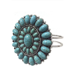 Blandice Turquoise floral cluster bangle bracelet