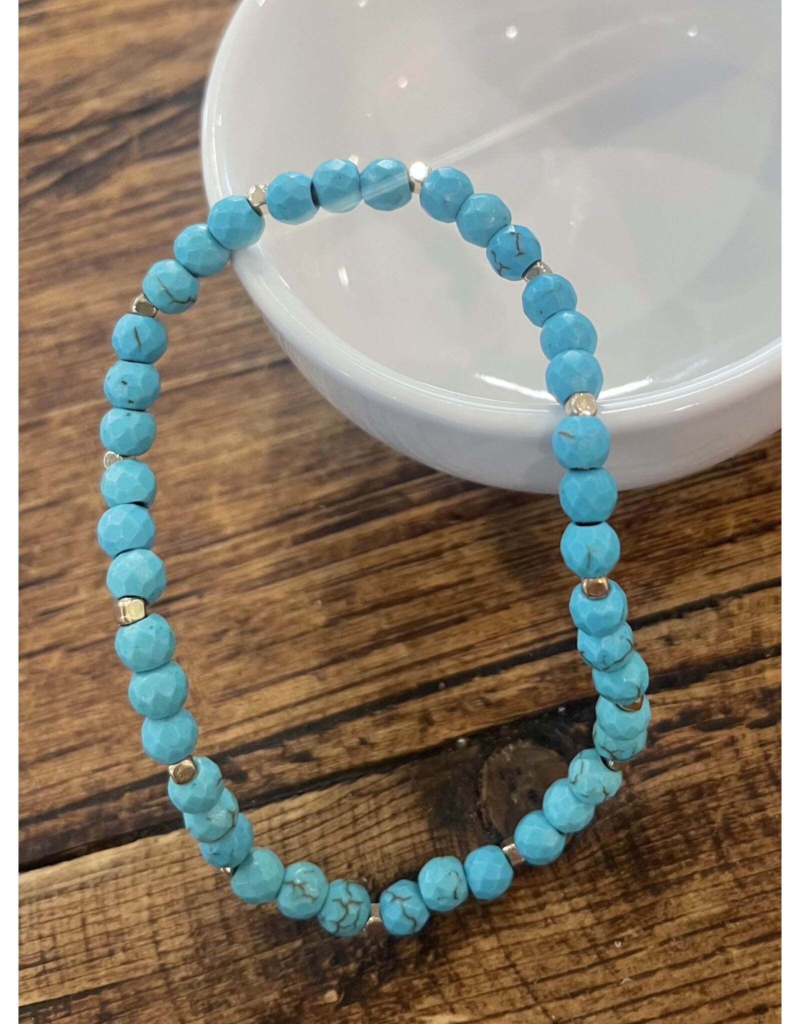Blandice Turquoise and gold bead bracelet