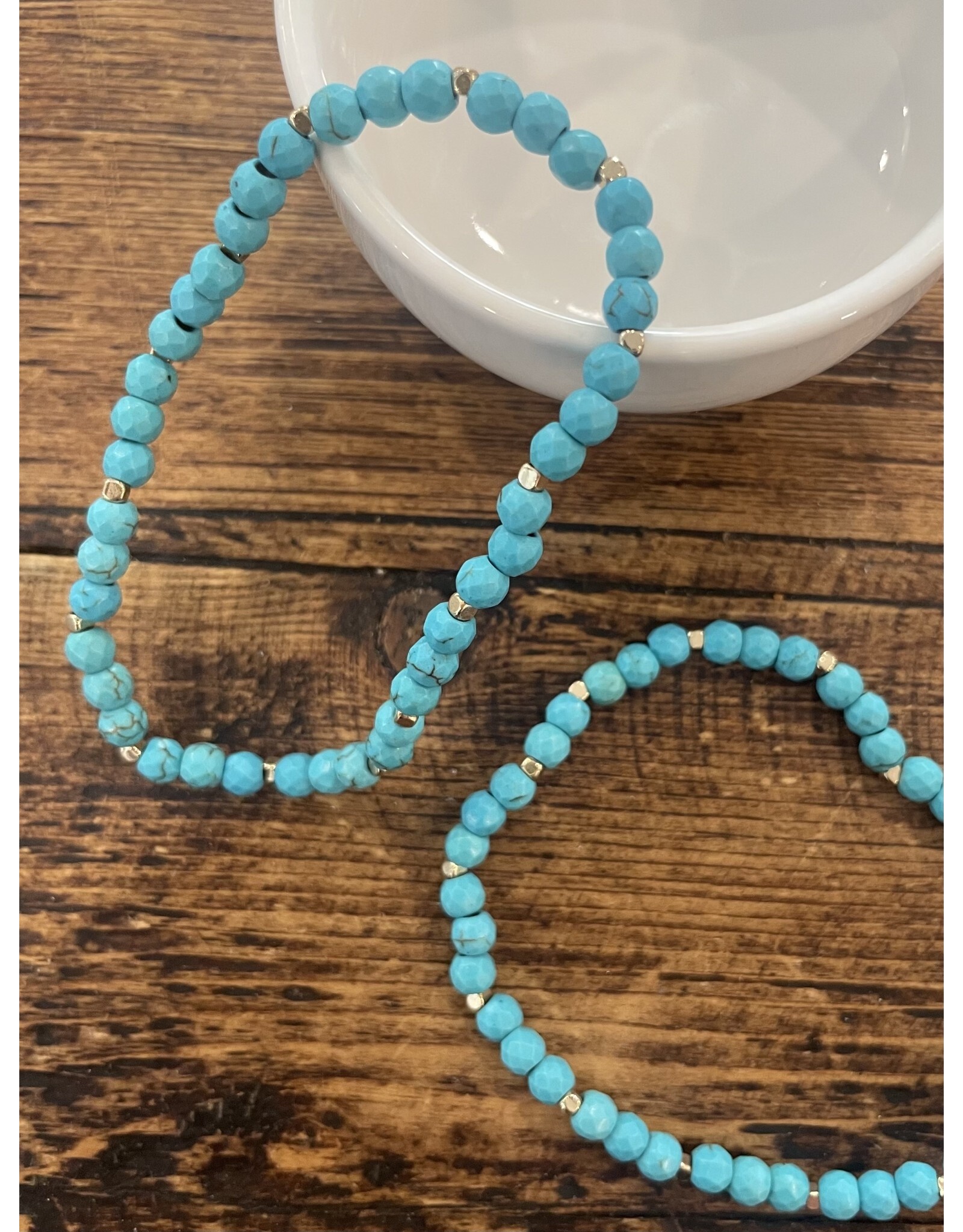 Blandice Turquoise and gold bead bracelet