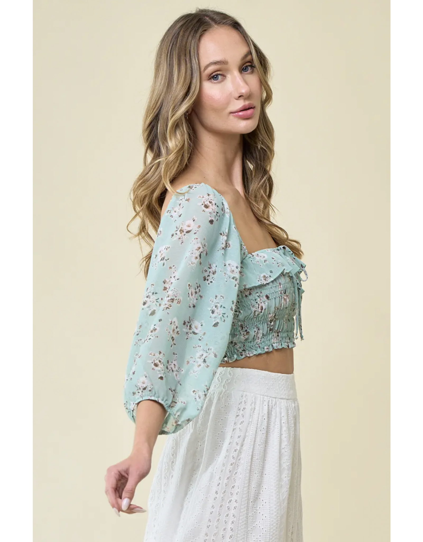 Saints & Hearts Saints & Hearts - Smocked top (sage)