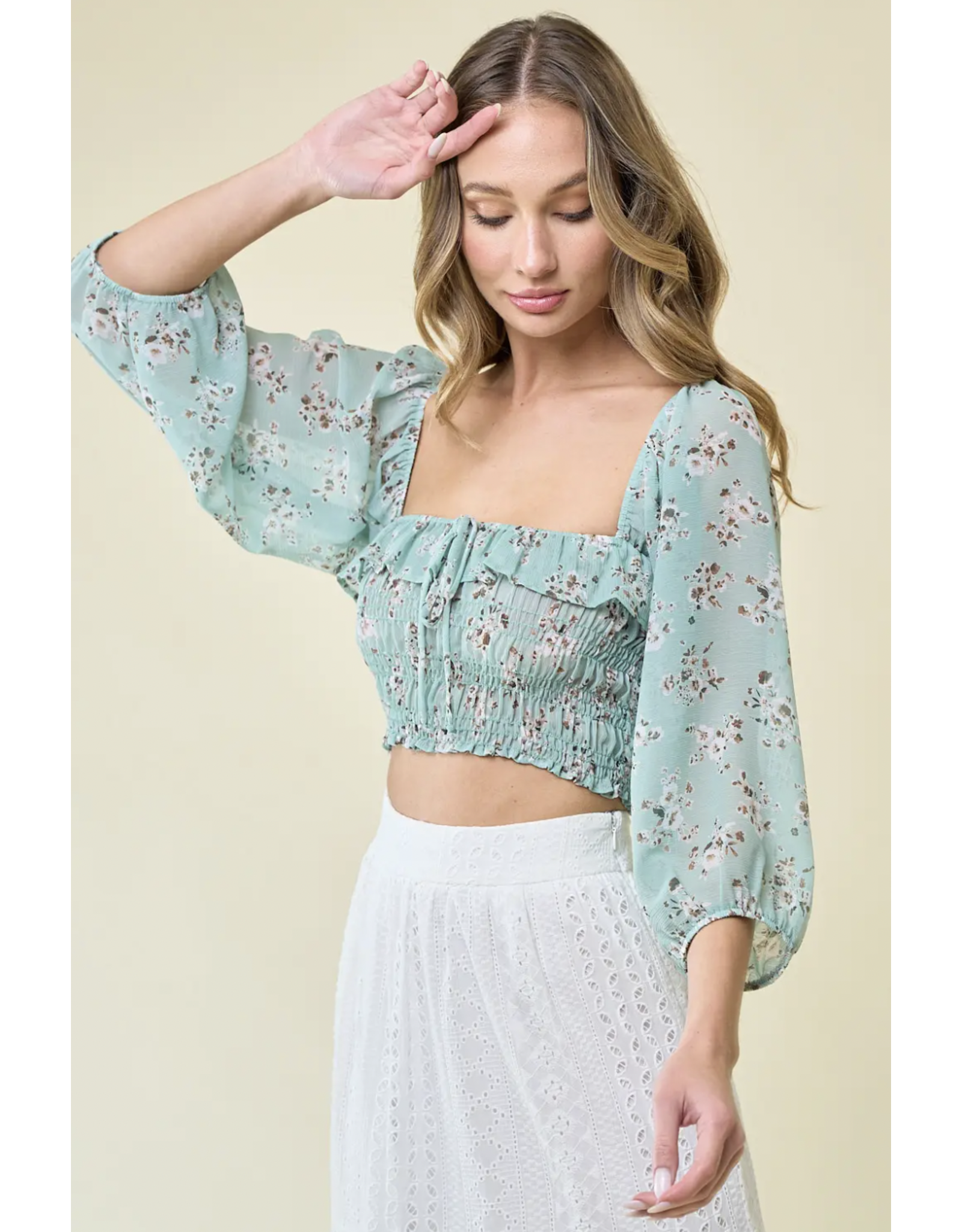 Saints & Hearts Saints & Hearts - Smocked top (sage)
