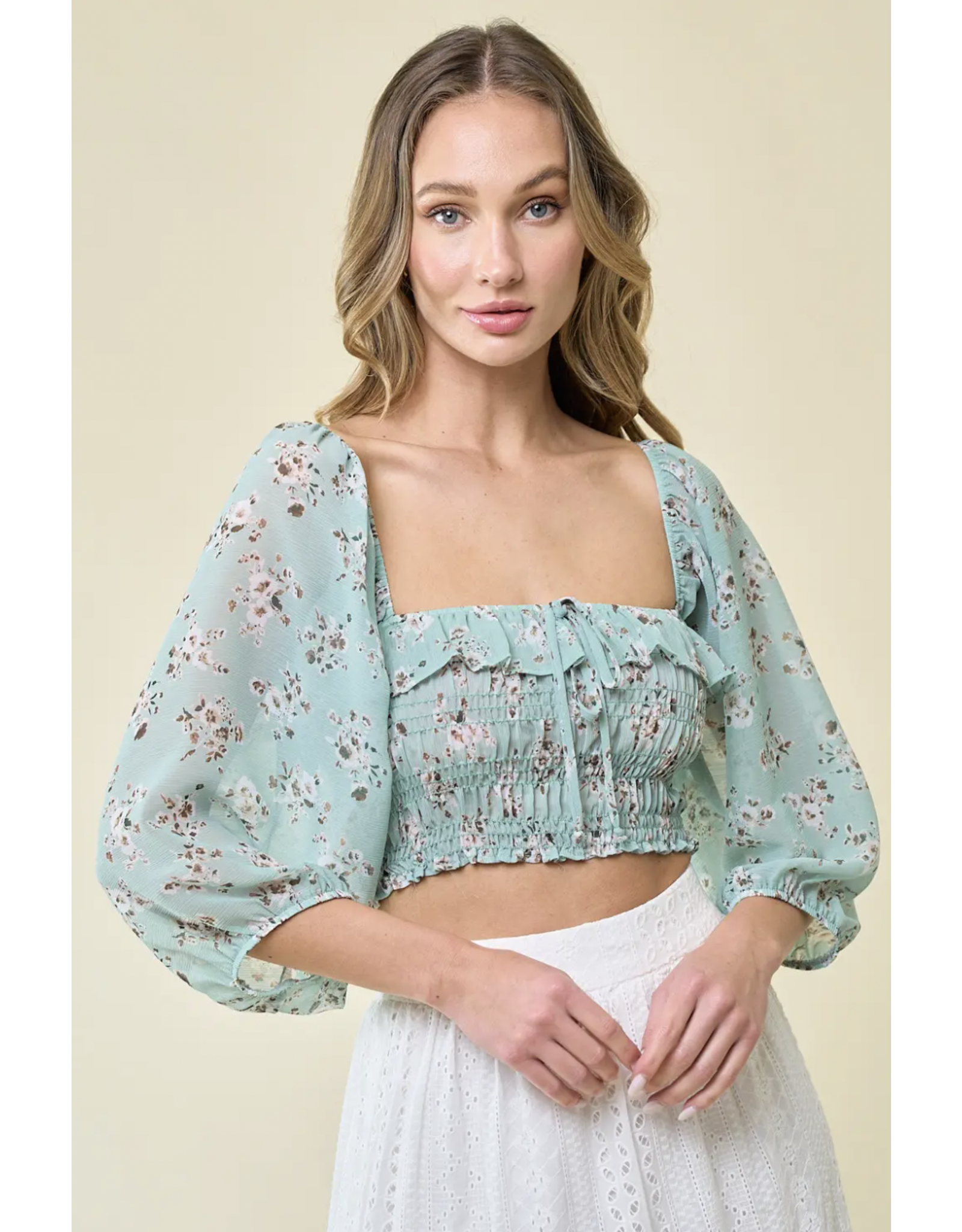 Saints & Hearts Saints & Hearts - Smocked top (sage)