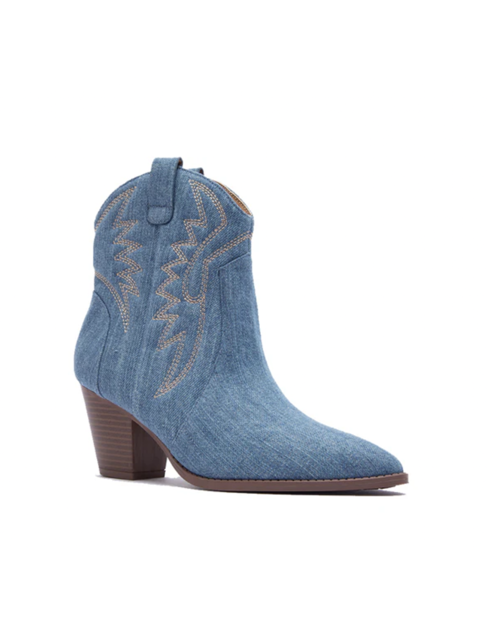 Qupid Zane 72 blue denim western bootie