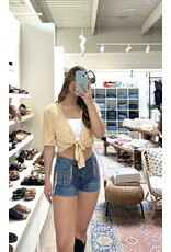 Vocal Vocal - Denim shorts with rhinestone fringe