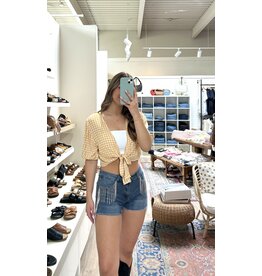 Vocal Vocal - Denim shorts with rhinestone fringe
