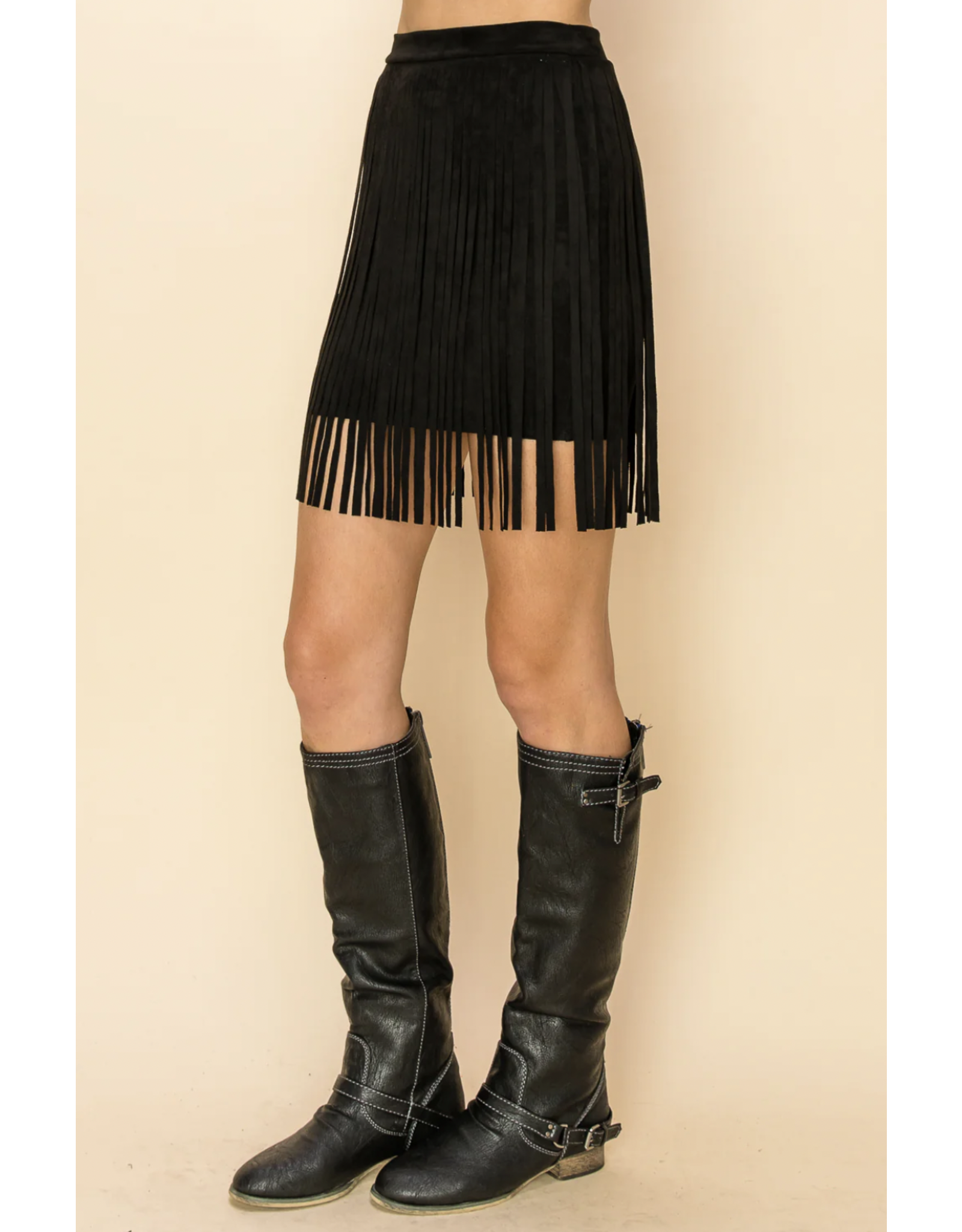 Vocal Vocal - Suede mini with fringe (Black)