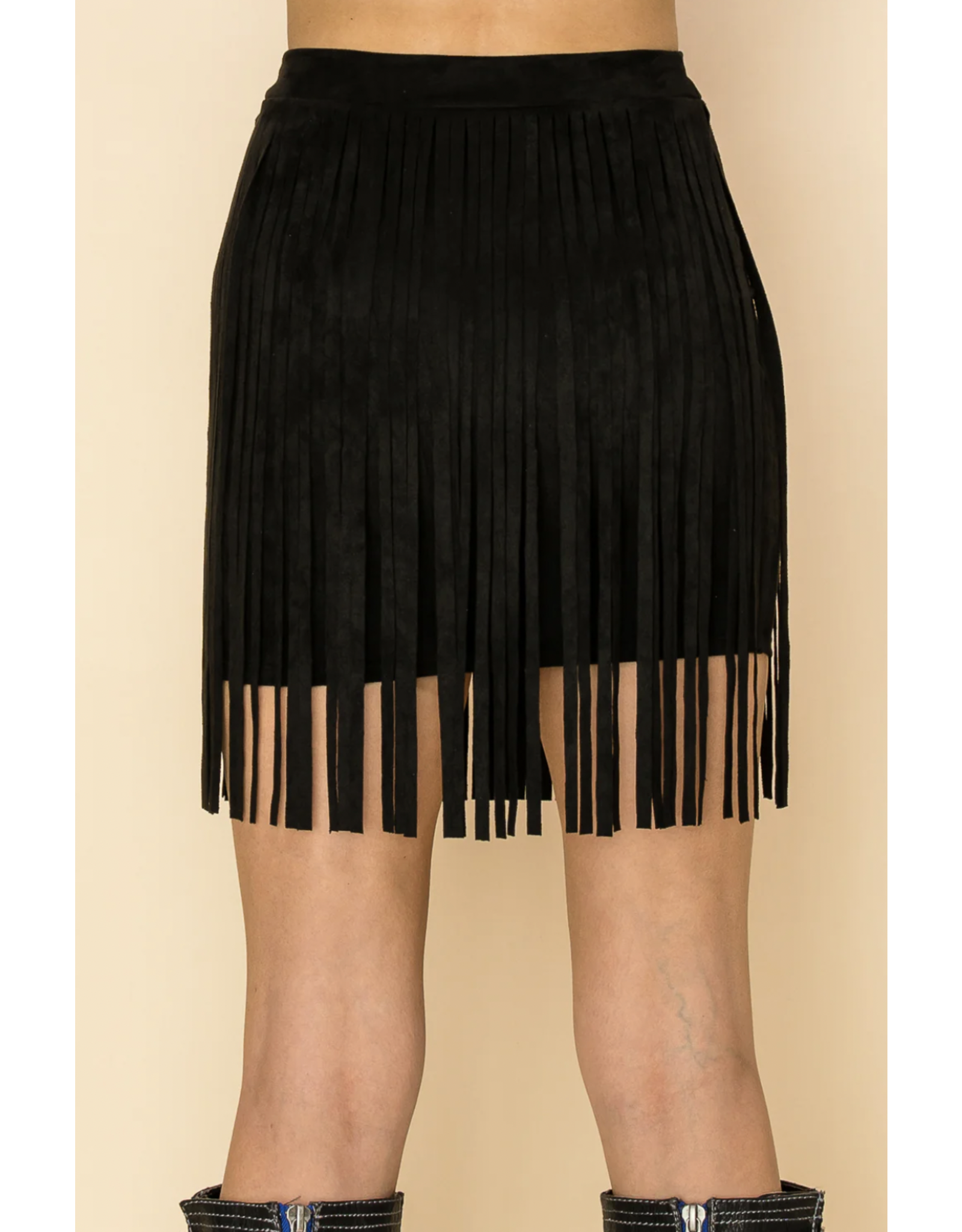 Vocal Vocal - Suede mini with fringe (Black)