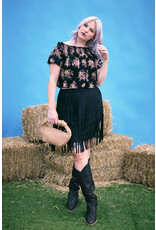 Vocal Vocal - Suede mini with fringe (Black)