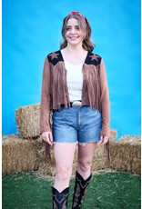 Vocal Vocal - Western jacket with long fringe and stars (Brown)