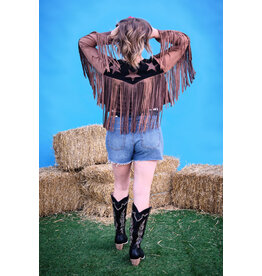 Vocal Vocal - Western jacket with long fringe and stars (Brown)